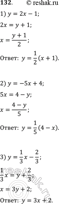  132.  ,  :1) y=2x-1;2) y=-5x +4;3) y=1/3x - 2/3;4) y= (3x-1)/2;5) y=x3+1;6)...