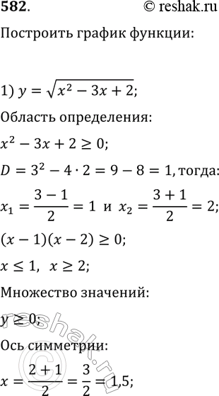  582   :1) y =  (x2-3x+2); 2) y =  (x2+5x-6);3) y = 1/(x2+7x-8);4) y = 2/(2x2+7x-4)....