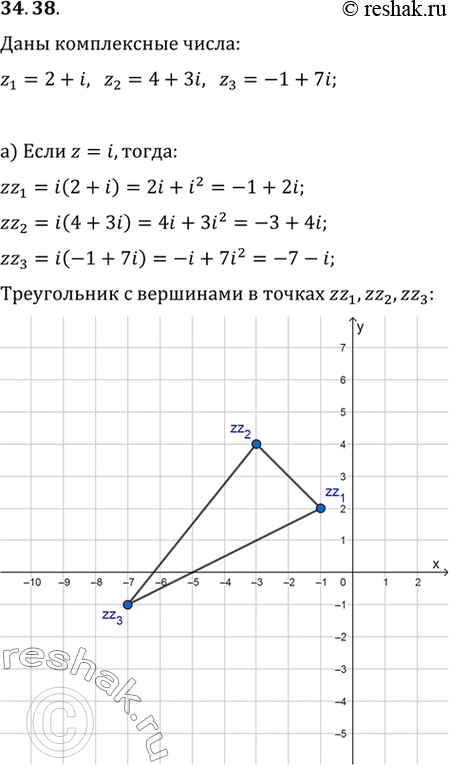 ,  z1 = 2 + i, z2 = 4 + 3i, z3 = -1 + 7i,        zz1, zz2, zz3, :a) z = i;) z = 2i;) z = -i;	) z...