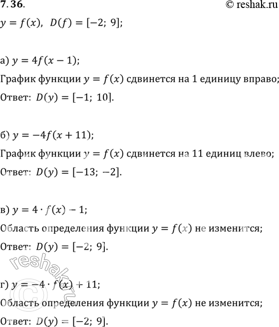   D(f) = [-2; 9].    :)  = 4f(x - 1); )  = 4  f(x) - 1;)  = -4f(x + 11); )  = -4  f(x) +...