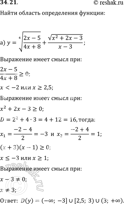  34.21) y = (4)((2x - 5)(4x + 8)) + (x^2 + 2x - 3)/(x-3);) y = (6)(x^2 - 5x)/(2x + 2) - ((2x + 3)(x -...