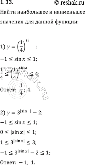  1.33.      :1) y=(1/4)^(sin(x));   2)...