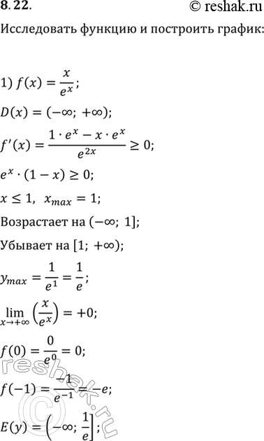  8.22.      :1) f(x)=x/e^x;   2) f(x)=xe^(-x^2/2);   3)...