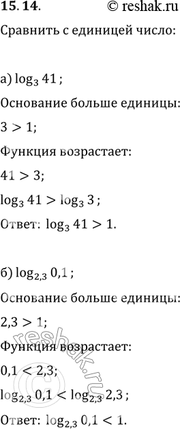     :15.14. a) log3(41);	6)log2,3(0,1);	B)log1/7(2,6);	)	log ...