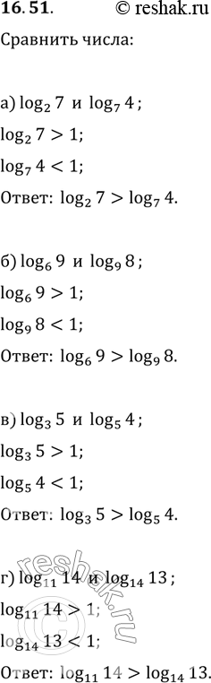   :a)	log2(7)  log7(4);	) log3(5)  log5(4);6)	log6(9)  log9(8);	r) log11(14) ...