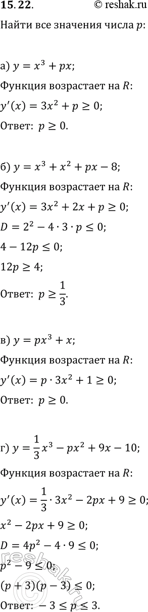  15.22.           :) y=x^3+px;   ) y=px^3+x;) y=x^3+x^2+px-8;   )...