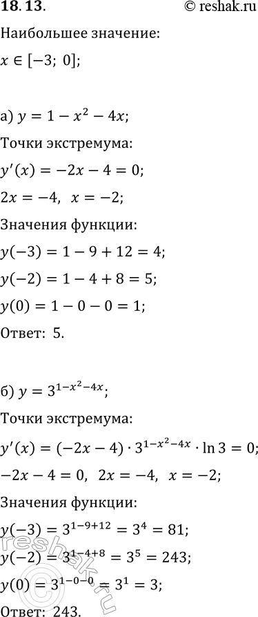  18.13.   [3; 0|    :) y=1-x^2-4x;   ) y=3-x^2+2x;) y=3^(1-x^2-4x);   ) y=5^(3-x^2+2x);) y=log_5(1-x^2-4x);   )...