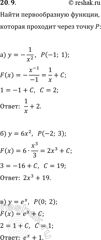  20.9.    y=f(x)   ,       P:) y=-1/x^2, P(-1; 1);   ) y=1/(2vx), P(0,25; 2);)...