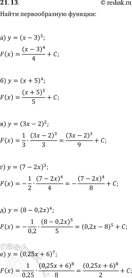  21.13.      :) y=(x-3)^3;   ) y=(7-2x)^3;) y=(x+5)^4;   ) y=(8-0,2x)^4;) y=(3x-2)^2;   )...