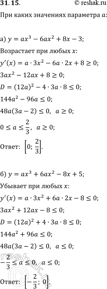 31.15. )       y=ax^3-6ax^2+8x-3     ?)       y=ax^3+6ax^2-8x+5...