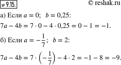  9.15.    7  4b, :)  = 0, b = 0,25;   )  = -1/7, b =...