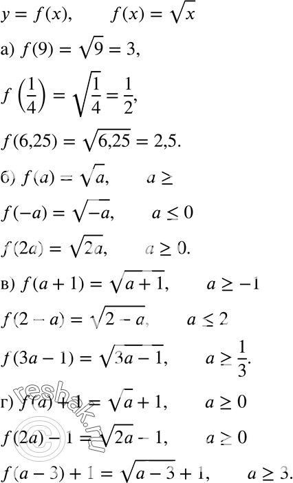  13.13.	   = f(),  f(x) =  . :) f(9), f(1/4), f(6,25);) f(a), f(-a), f(2);) f( + 1), f(2 - ), f(3 - 1);) f() + 1, f(2a) -...