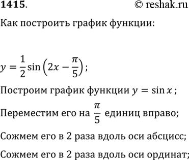  1415.         y=1/2 sin(2x-?/5)   ...