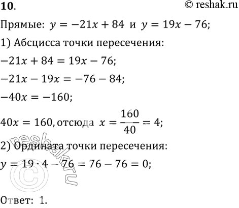  10.       = -21x + 84,  = 19x - 76.1) (4; 0);	2) (-4; 0);	3) (0; 4);	4)...