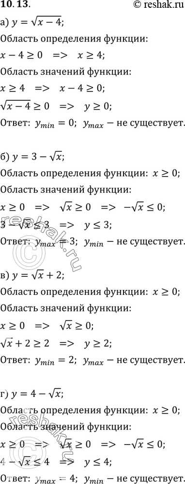  10.13 ) y = (x-4);) y= 3 -  x; ) y= ( x) + 2;) y= 4-  x....