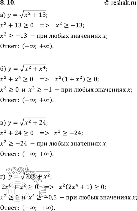  8.10 ) y=  (x2+13);) y=  (x2+x4);) y=  (x2+24);) y=  (2x6+x2)....