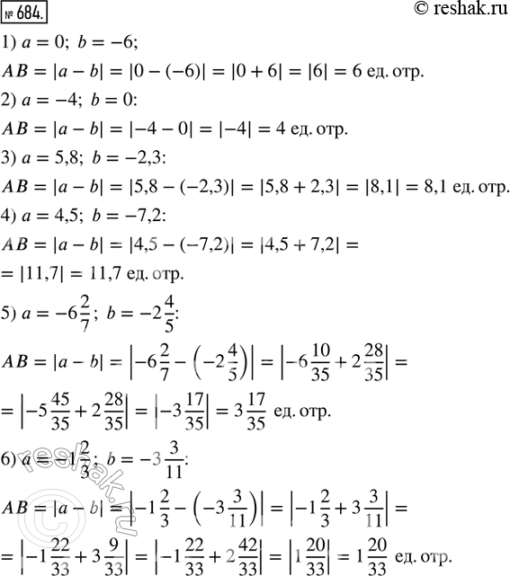  684.     ()  (b), :1)  = 0, b = 6;       2) a = -4, b = 0;            3) a = 5,8, b = -2,3;4) a = 4,5, b = -7,2;   5) a = -6...