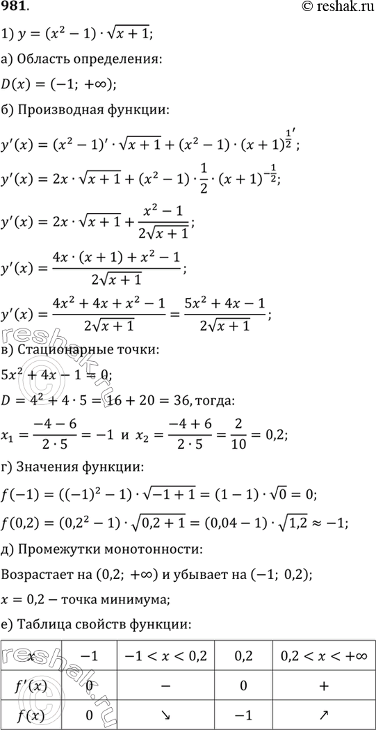  981   :1)  = (x2 - 1)  (x+1);2)  = || *  3  (1+3x);3)  = x2e^-x;4)  =...