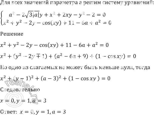 Cos xy 2 0. При каком значении параметра m система уравнений x 2+y+2 0 x 2+y 2 m.