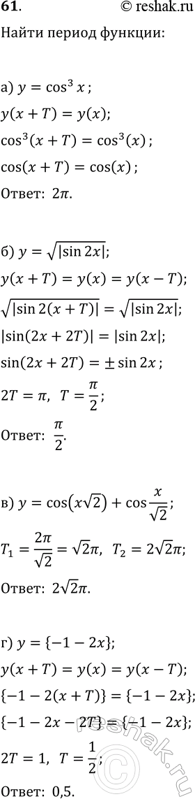 ����������� 61. ������� ���������� ������������� ������ �������:�) y=cos^3(x);   �) y=v|sin(2x)|;�) y=cos(xv2)+cos(x/v2);   �)...