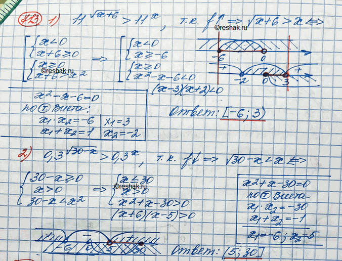 ����������� ������ �����������: (713-716)713. 1) 11^(v(x+6))>11^x2)...