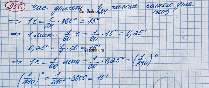 ����������� 956. ��� ��������� �������������� ������� ����� ���������� ������ �������, ���������� �����. ��� ������� �����1/24 ����� ������� ���� (360�), �� ������� ��������������...