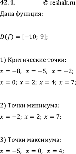  42.1.   42.18    y=f(x),    [-10; 9]. : 1)   ; 2)  ; 3) ...
