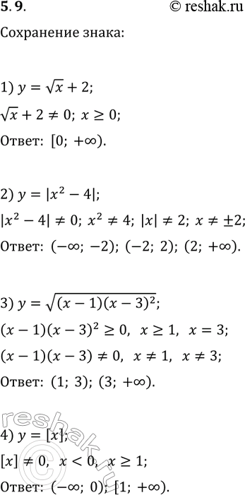 ����������� 5.9. ������� ���������� ���������������� �������:1) y=vx+2;   3) y=v((x-1)(x-3)^2);2) y=|x^2-4|;   4)...