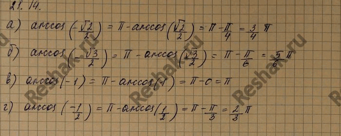 ����������� ���������: a) arccos (-������2/2)�) arccos (-������ 3/2)�) arccos (-1)�) arccos...