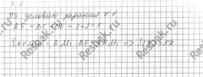 ����������� ��������� ������� ������� 7.1, �������� ������� S(x) ����� �������������� ABCDEF, ������������� ����� �� ������ M1M2, ��� ������� �� ����� ������� AM1 =...