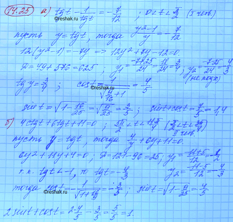 Изображение Упр.14.25 Мордковича 10 класс профильный уровень (Алгебра)