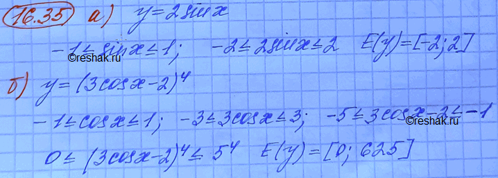 ����������� ������� ������� �������� �������:�) � = 2 sin x; �) � = -3 cos x + 2;�) y= (3 cos x - 2 4; �) �- (1 + 4 sin x...
