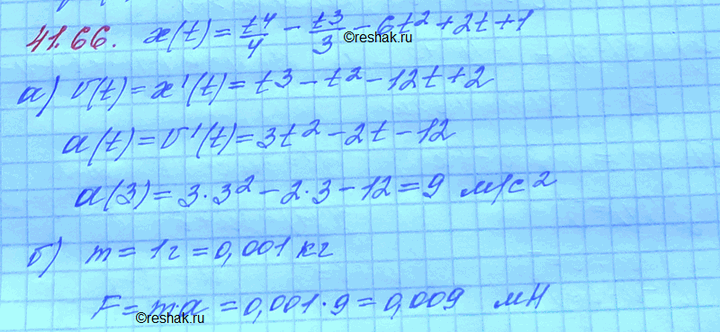 ����������� ���� �������� �� ������ �������� ������ �(t) = t4/4 - t3/3 - 6t2 + 2t + 1 (��� t � ����� (� ��������), x(t) � ���������� (� ������)). �������:a) ��������� �������� �...