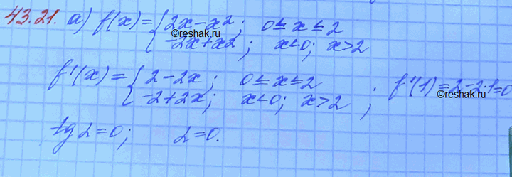 Изображение a) f(x) = |2х - х2| а = 1; б) f(х) = |х2 - 3x - 4|, а = -2; в) f(х) = |x2 + 4х|, а = -3; г) f(x) = |x2 - 3x - 4|, а =...