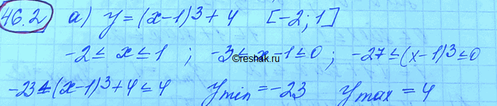 ����������� a) � = (� - 1)3	+ 4, [-2; 1];�) � = 7 - (2� - 8)4, [-1; 3];�) � = 5 - (3� + 6), [-2; 0];�) � = 2(� + 3)6 - 4, [-1;...