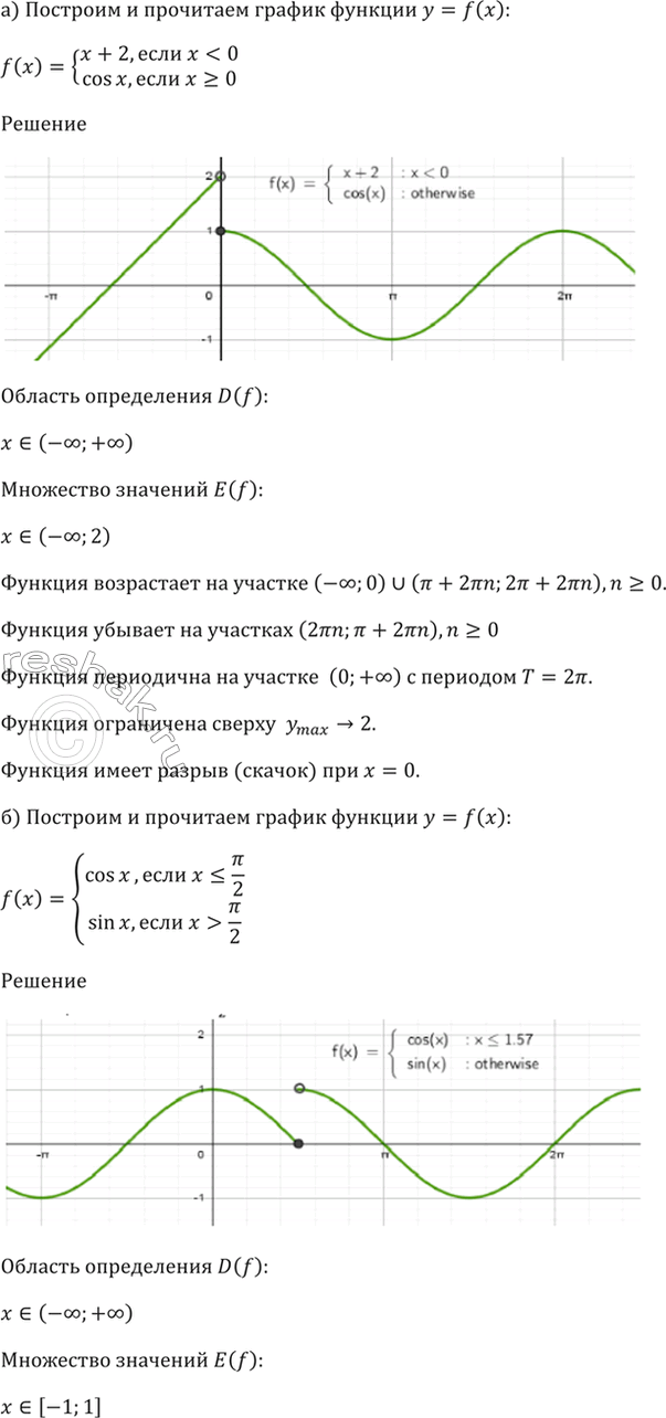  11.9       = f(x): a) f(x) =x + 1,  x < 0,cos x,  x >= 0;) f(x) =cos x,  x ...