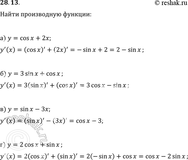  28.13)  = cos x + 2; )  = 3sin x + cos x; )  = sin x - ;) y = 2cos x + sin...