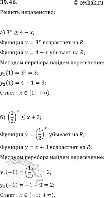  39.46  :) 3^x >= 4 - x;) (1/2)^x  x +...