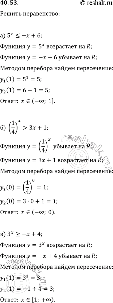  40.53) 5^x  3x + 1;) 3^x >= -x + 4;) (1/2)^x < 0,5x +...