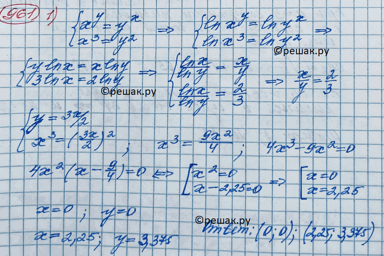 ����������� ������ ������� ��������� (961�963).961 1) �������xy=yx,x3=y2;2) �������x ������ y=y,y ������ y=x4;3) ������������� 2 sinx = siny,������ 2 cosx= ������...