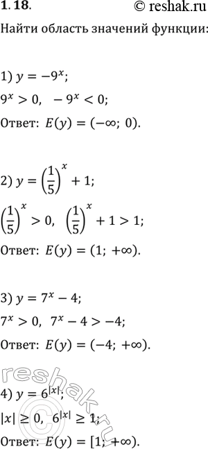  1.18.    :1) y=-9^x;   2) y=(1/5)^x+1;   3) y=7^x-4;   4)...