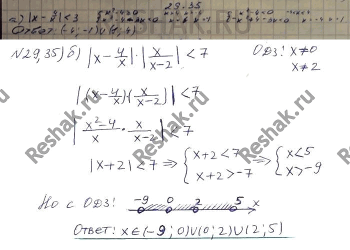 ����������� 29.35 �)|x-4/x|...