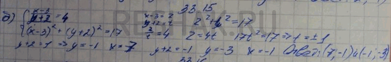 ����������� ������ ������� ���������:33.15 �)�������(2x+y)(x+3y)=48,(2x+y)/(x+3y) = 3/4;�)�������(x-3)/(y+2) =...