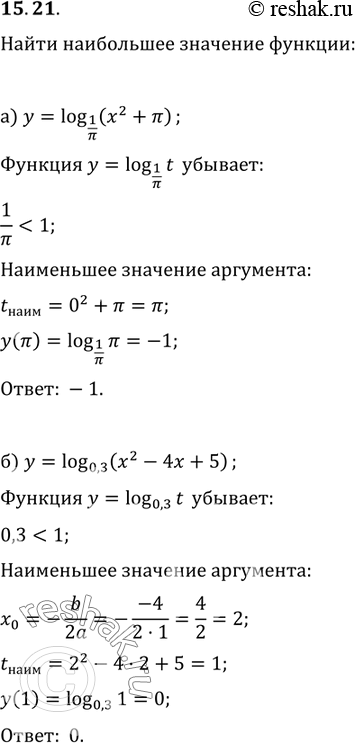  15.21.    :)  = log1/ (2 + );	)		=	log0,1 (x2 + 1);)  = log0,3(2 - 4 + 5);	)  = log1/3(x2 - 18x	+...