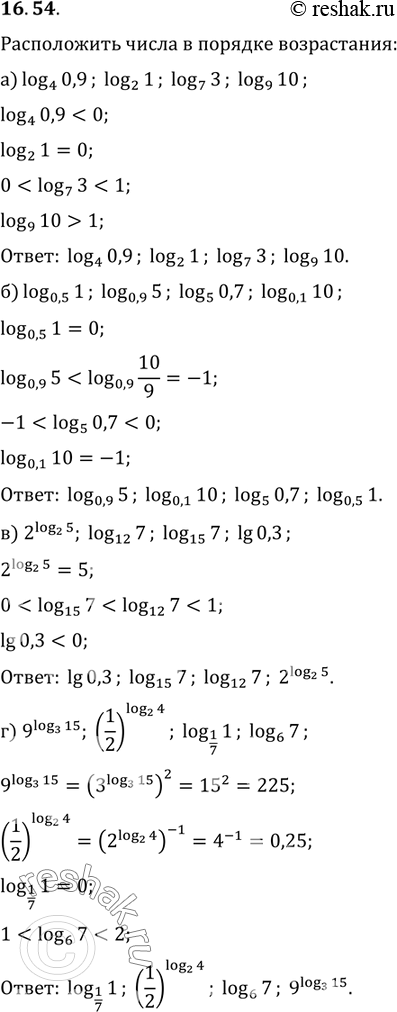  a) log4(0,9), log2(1), log7(3), log9(10);6) log0,5(1), log0,9(5), log5(0,7), log0,1(10); ) 2log2(5), log12(7), log15(7), lg0,3;)9log3(15),(1/2)log2(4), log1/7(1),...