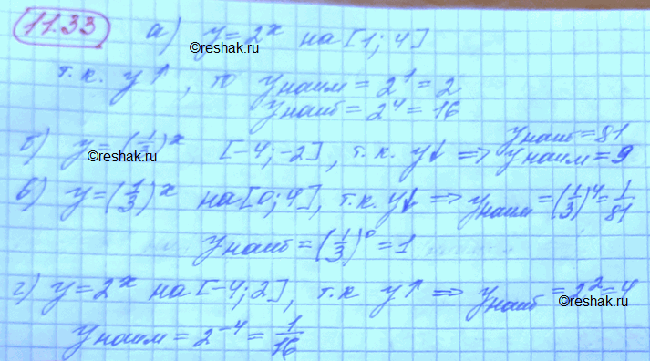 ����������� 11.33. ������� ���������� � ���������� �������� �������� ������� �� �������� ����������:�) � = 2�, [1; 4];�)y=(1/3)x, [-4;2];�)y=(1/3)x, [0;4];�)y=2x,...