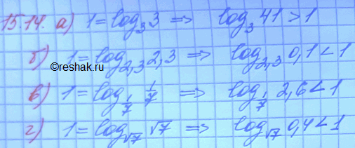 ����������� �������� � �������� �����:15.14. a) log3(41);	6)log2,3(0,1);	B)log1/7(2,6);	�)	log ������...