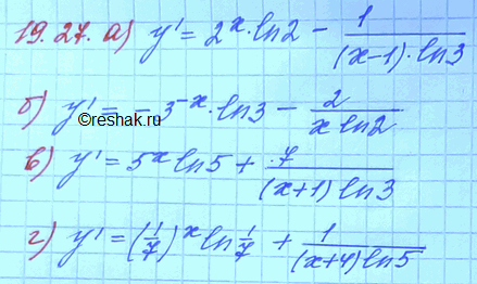 ����������� ������� ����������� �������:19.27 �)2x-log3(x-1);    �)y=5x-7log1/3(x+1);   �)y=3(-x)+2log1/2(x);   ...