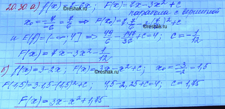  20.30.       = f(x),      (- ; 4]:a) f(x) = 7 - 6x;) f(x) = 3 -...