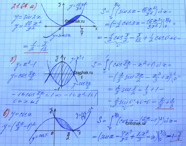  21.67 )y=sin2x, y=16x2/2;)y=x2-1,y=cosx/2;)y=cosx,y=(2x/ -...